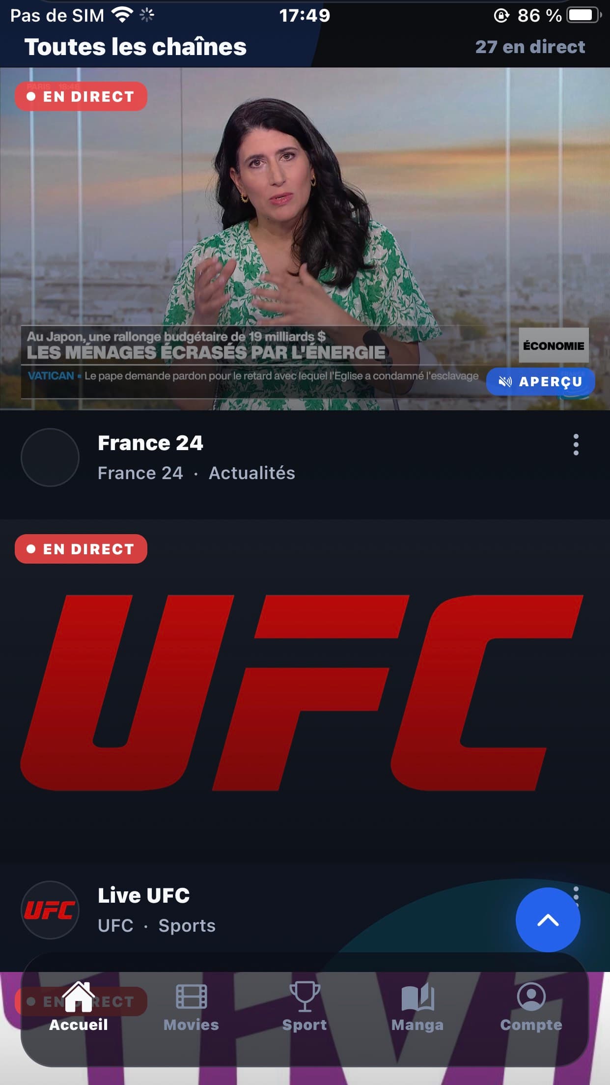Oniix — Live & VOD sur mobile